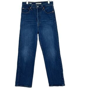 LEVI'S Size 28 RIBCAGE STRAIGHT Blue JEANS Button Fly